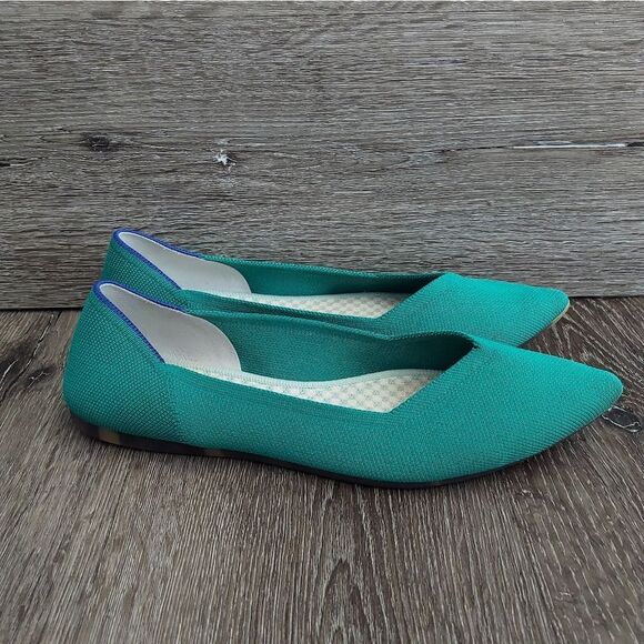 Rothys The Point Shamrock Teal Blue Green Ballet Flat Size 10 - Picture 2 of 11